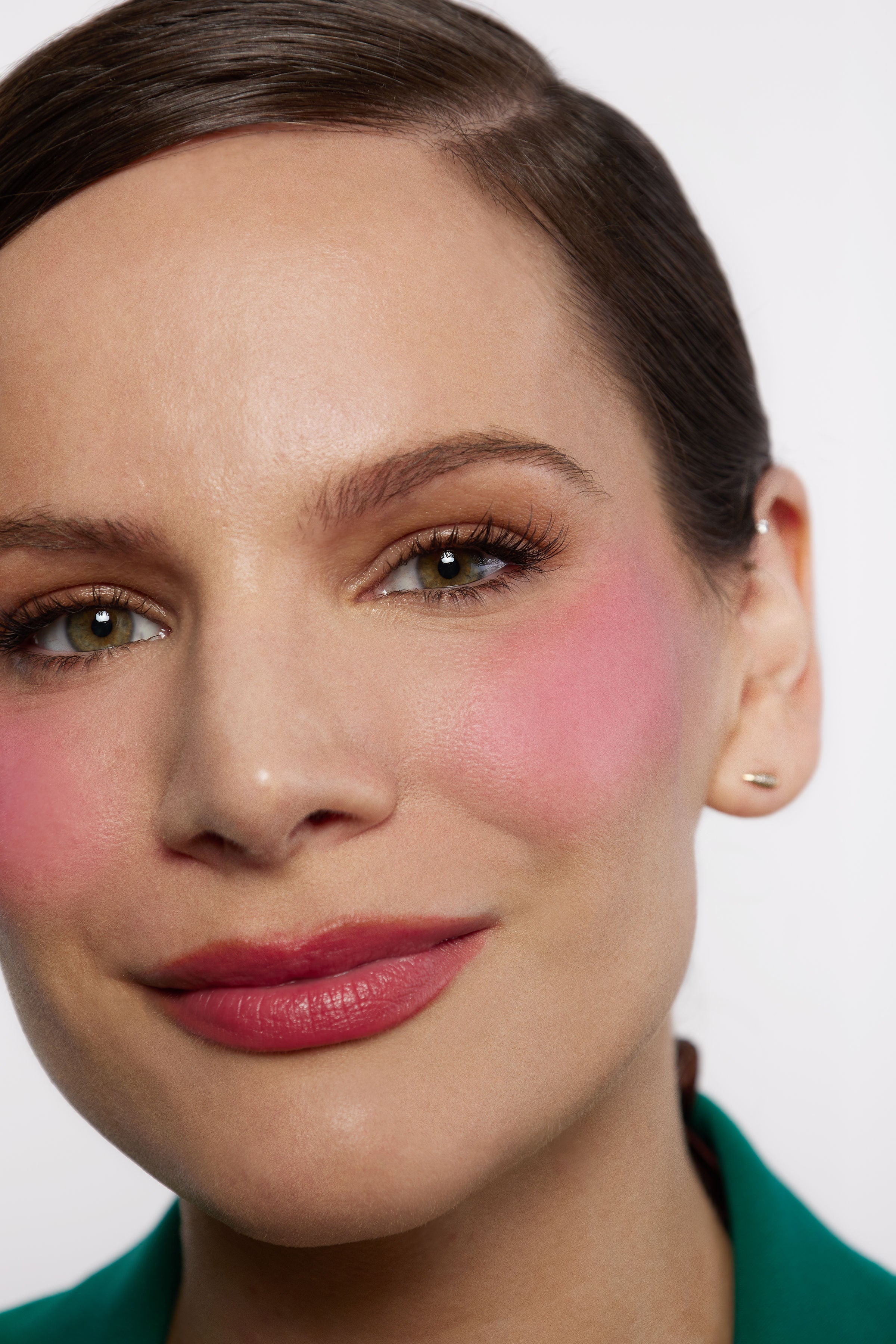 BASMA Beauty - The Cream Blush in the shade Cherry Red on fair skin. Available in Mini!