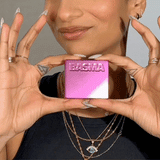 Animated GIF of a woman opening the BASMA Cream Blush packaging.